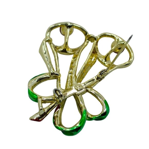 Vintage Gerry's Christmas Jingle Bells Brooch Pin, Gold Tone with Enamel Holiday - Picture 3 of 5